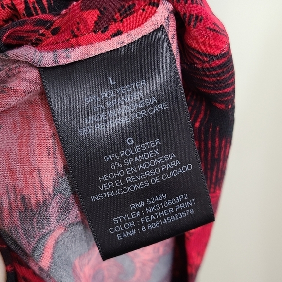 Norma Kamali red feather print wrap dress V-neck Designer Women's size large - Picture 6 of 6